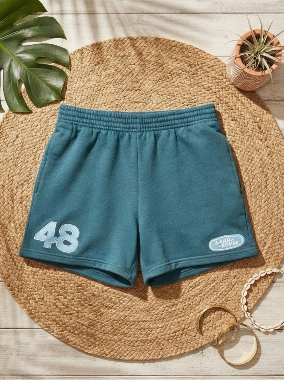 PACSUN x LAND ROVER Vintage Style Teal Graphic Sweat Shorts